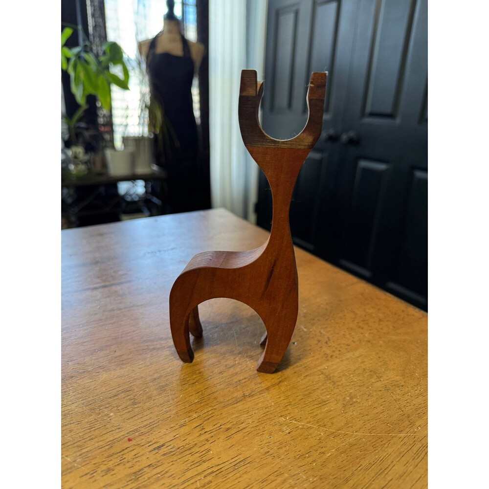 vintage, hand-carved wooden reindeer figurine, often styled Danish Mid-Century - Picture 3 of 5